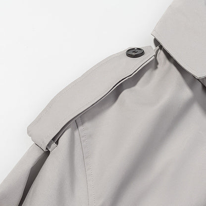 Long sleeved double breasted loose jacket windbreaker for women